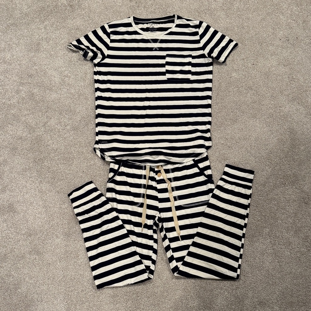 LATES pajama set- Navy/Cream